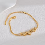 Goldfarbe / 1 Stück Romantisches, leichtes Luxus-Charm-Armband für Damen in Form eines vierblättrigen Kleeblatts aus Edelstahl mit 18 Karat Goldauflage Bild2